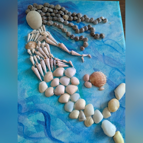 Original Artwork By Holly Pennell Seashell Mermaid Canvas Art - Mixed Media 8x10 - Picture 4 of 4